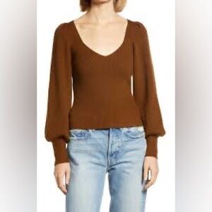 Lauren Ralph Lauren Deep Brown V-Neck Blouse